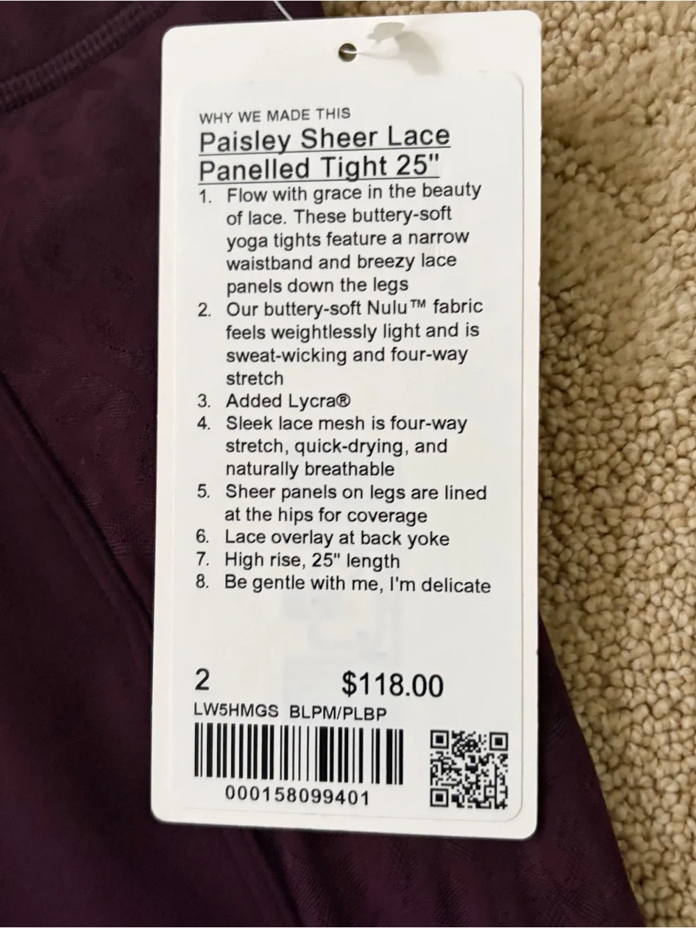 lululemon athletica Plum/Burgundy Leggings